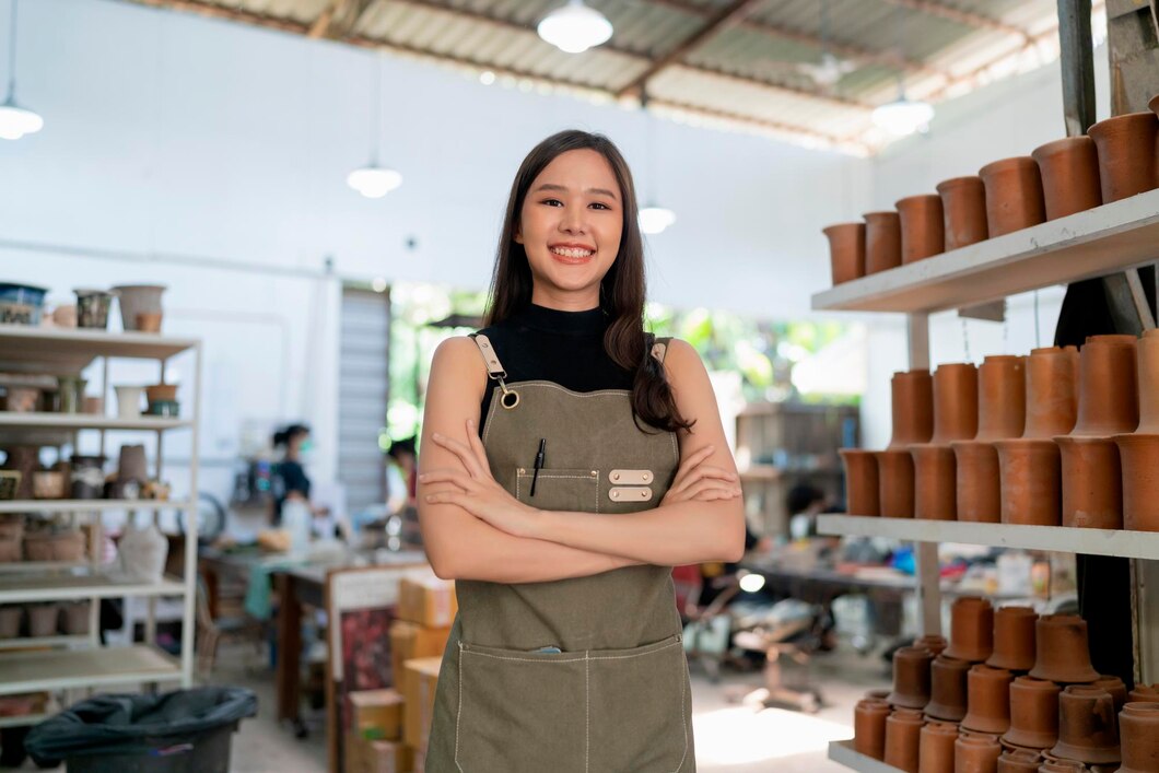 ceramista-asiatica-delantal-pecho-seguro-mano-su-estudio-escultura-arcilla-taller-calida-bienvenida-sonriente-positiva-lista-comenzar-nuevo-taller-ceramica-fabrica-nueva-coleccion-trabajo_609648-2716